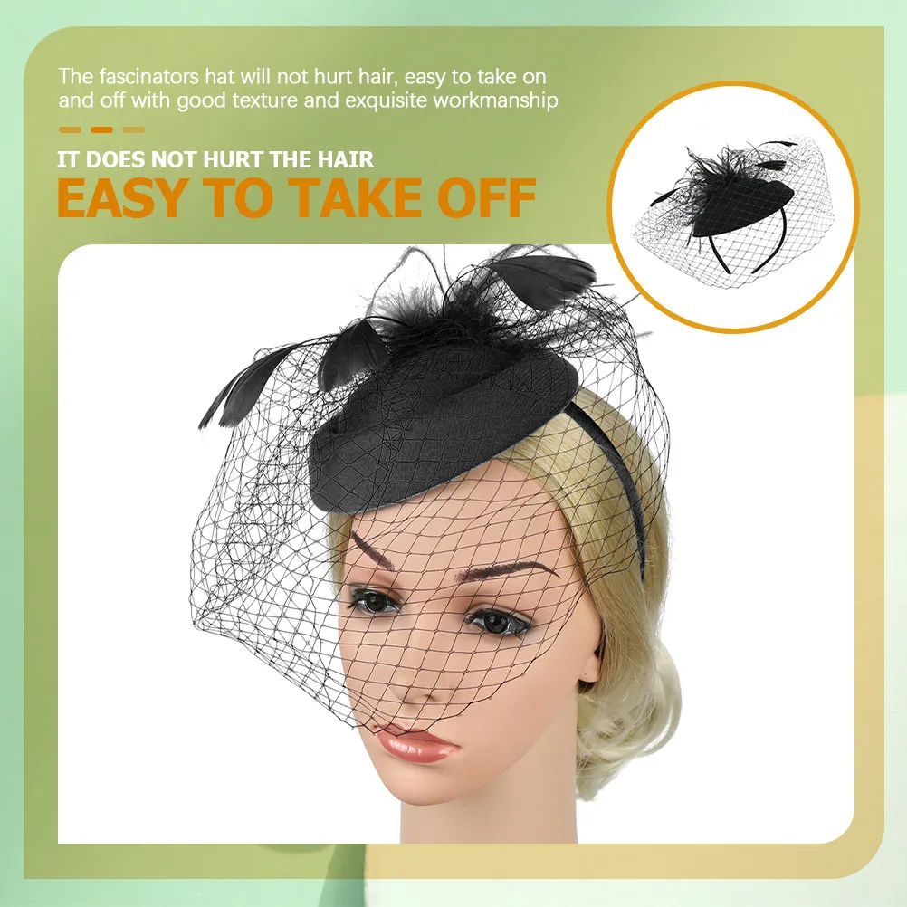 

Fascinator Hat for Women Classic Veil and Plume Design Elegant Hair Embellishment for Tea Parties Ceremonies Proms and Banquets
