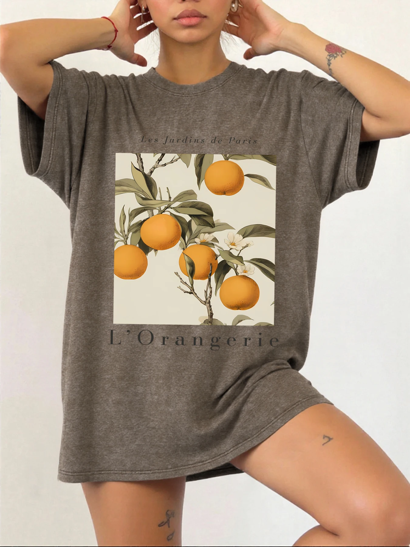 

Женская футболка с принтом свежих апельсинов и фруктов, летние футболки в стиле ретро с круглым вырезом, унисекс, мягкая хлопковая одежда, дышащая модная футболка