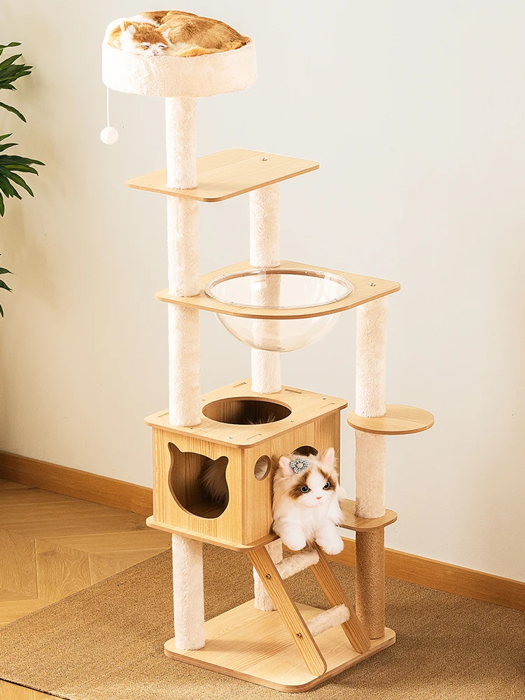 Cat climbing frame cat nest cat tree integrated solid wood