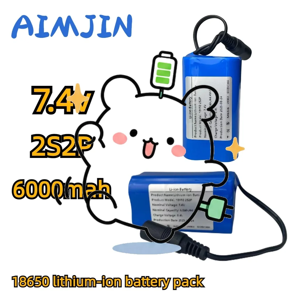 ✨7.4V 6000mAh 2S2P 18650 Rechargeable Lithium-ion Battery Pack,For Speakers, Answering Machines, Wireless Monitoring Devices, LE