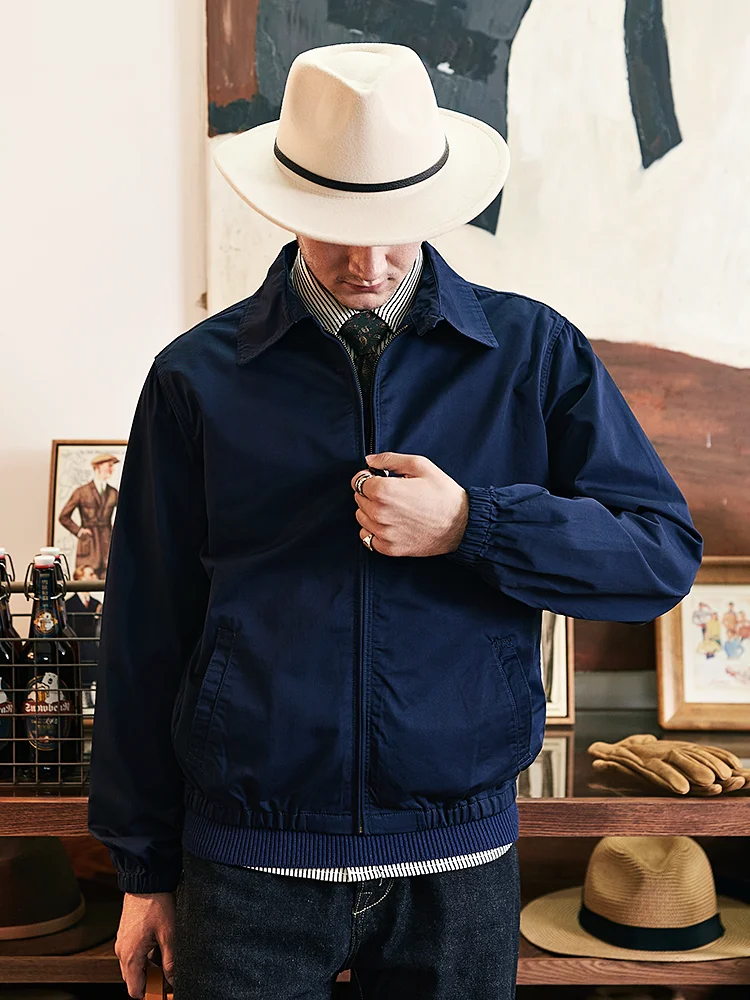

Retro American Style Business Casual Lightweight Collared Jacket Men's Spring Autumn Administrative Workwear Outerwear