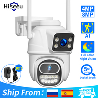 Hiseeu 4K 8MP PTZ WIFI Camera Dual Lens Dual Screen IP Camera Outdoor Auto Tracking Security Protection CCTV Surveillance Camera