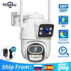 Hiseeu 4K 8MP PTZ WIFI Camera Dual Lens Dual Screen IP Camera Outdoor Auto Tracking protezione di sicurezza telecamera di sorveglianza CCTV