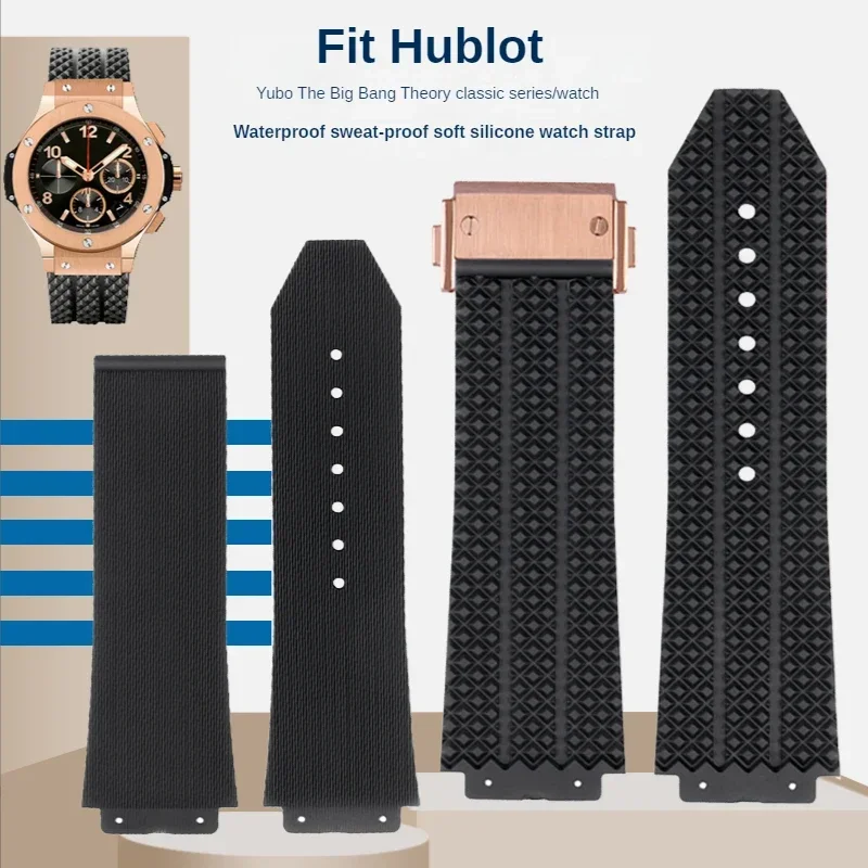 Compatible Men's Sport  Accessories For Hublot Silicone Sweat-proof Watch Strap Yubo Big Bang Classic Fusion 26x19mm 24x17mm