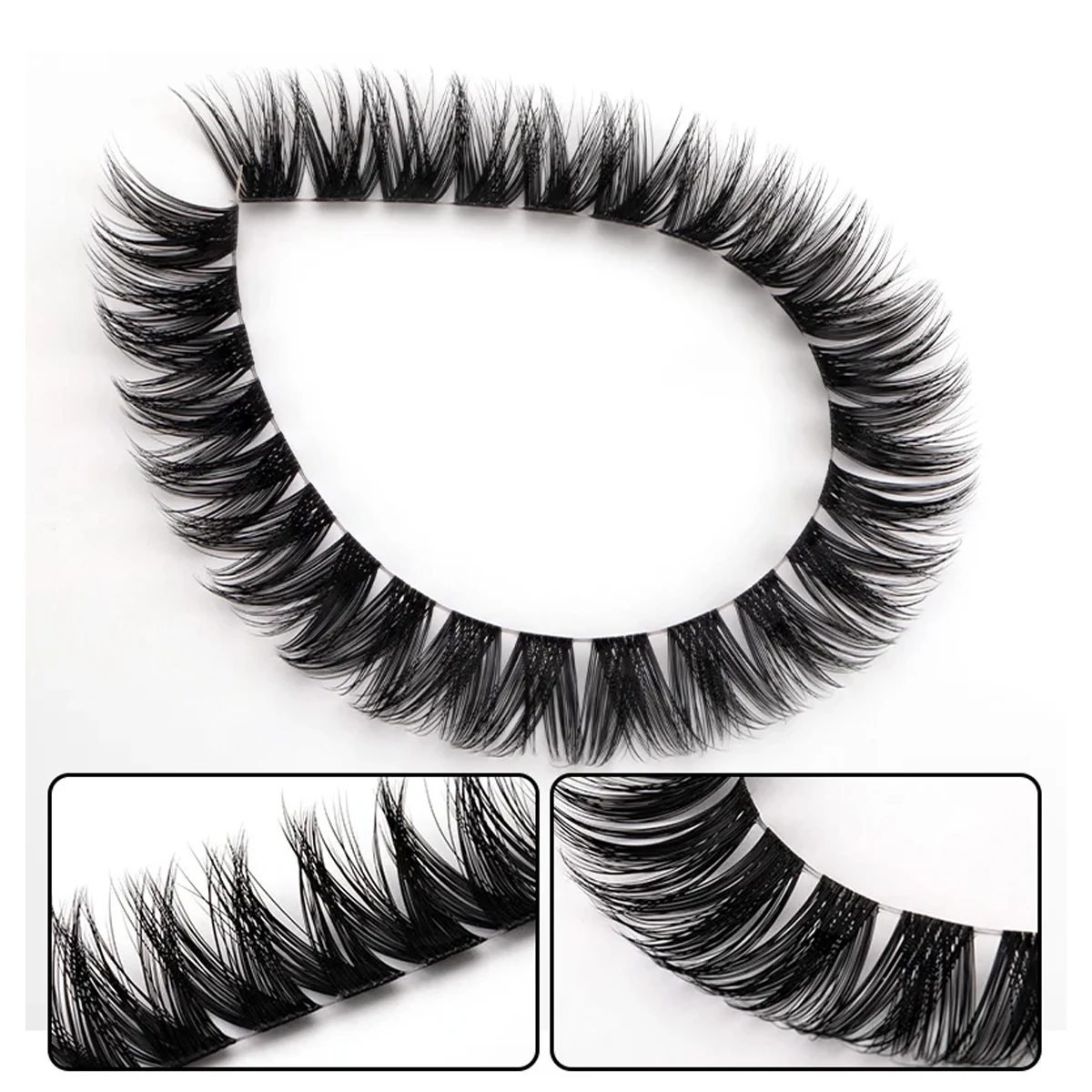 DIY Wimpernverlängerungen: Segmentierte Streifenwimpern mit transparentem Band, dramatische Wimpernbündel, weiche Band-Wimpern für Make-up