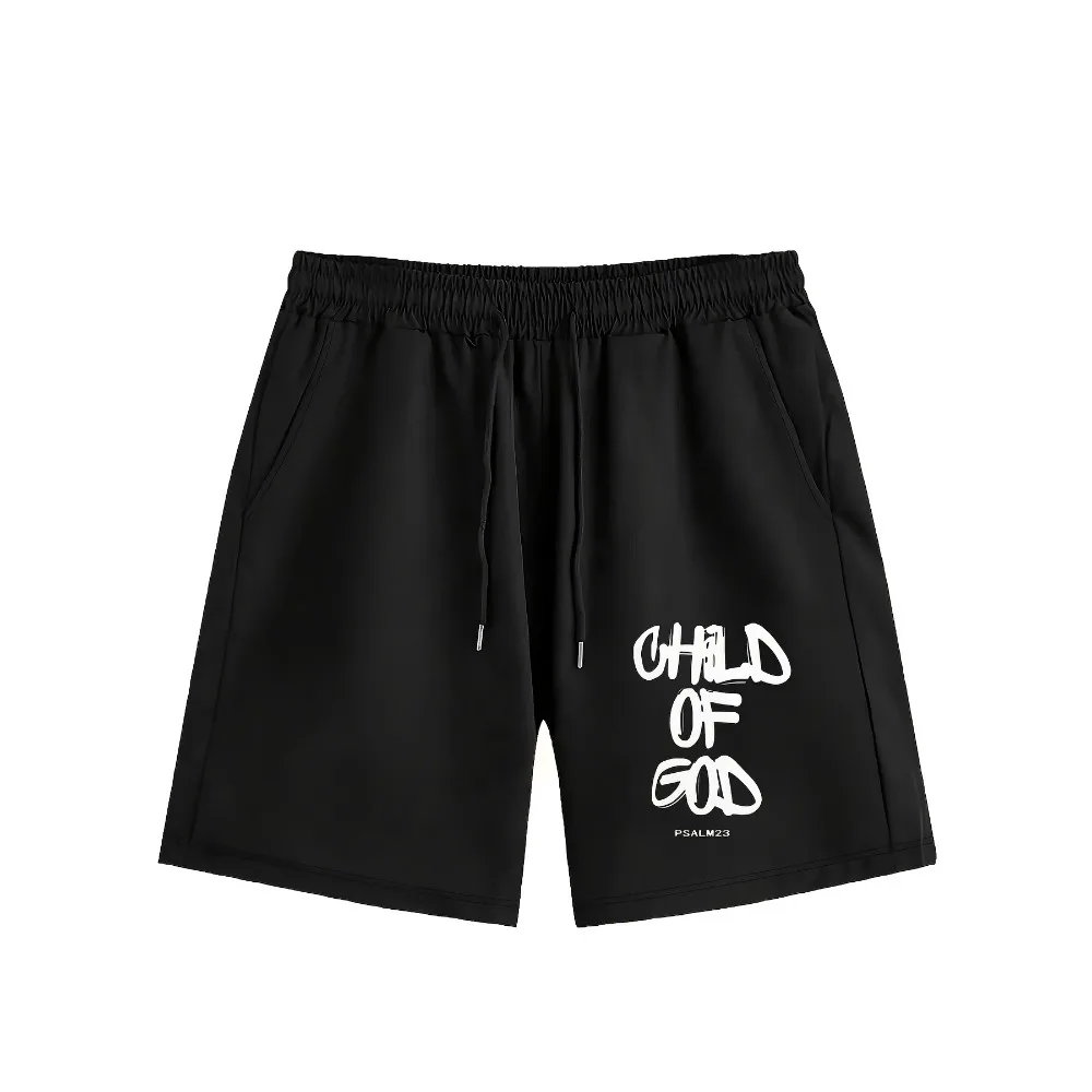 

Men's Casual Shorts Black "Son of God" Print Religious Inspiration Casual Wear Fitness Training Clothing