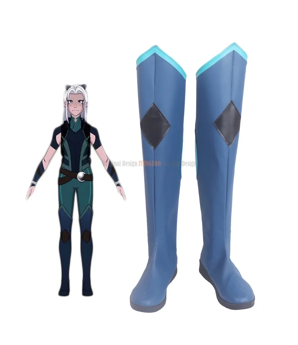 Rayla Long Boots Cosplay The Dragon Prince Rayla Cosplay Boots Blue Shoes Custom Made Any Size for Unisex Wear Shoes