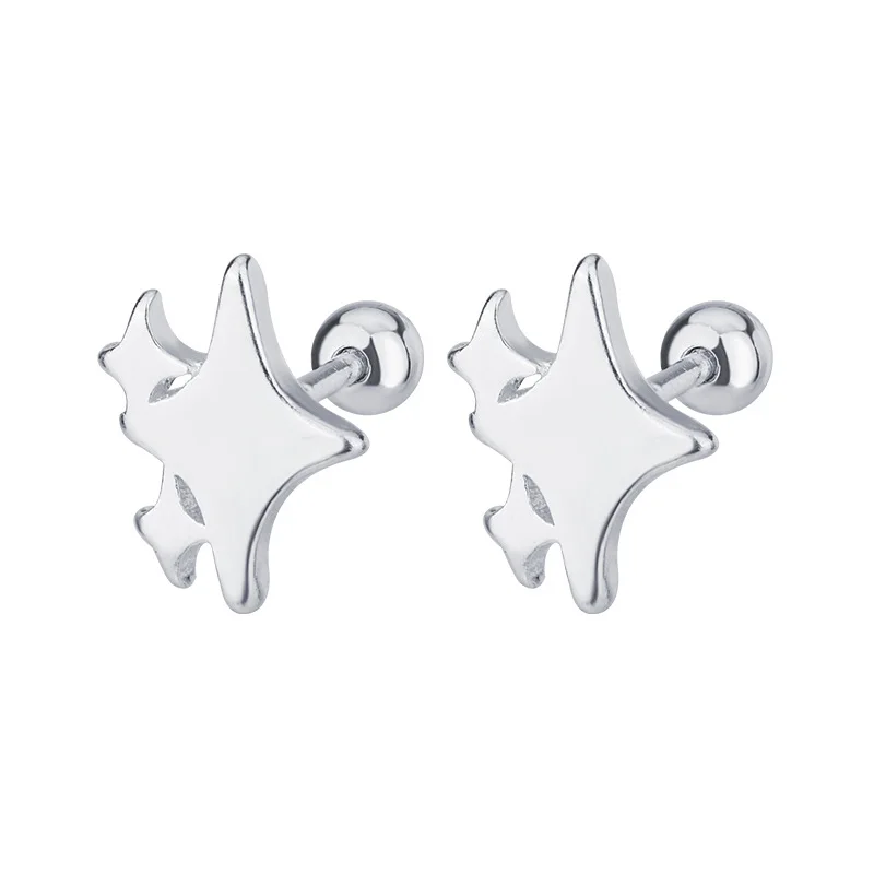 

925 Sterling Silver Star Stud Earrings For Women Piercing Wedding Luxury Elegant Jewelry Wholesale 2024 Trend Jewellery