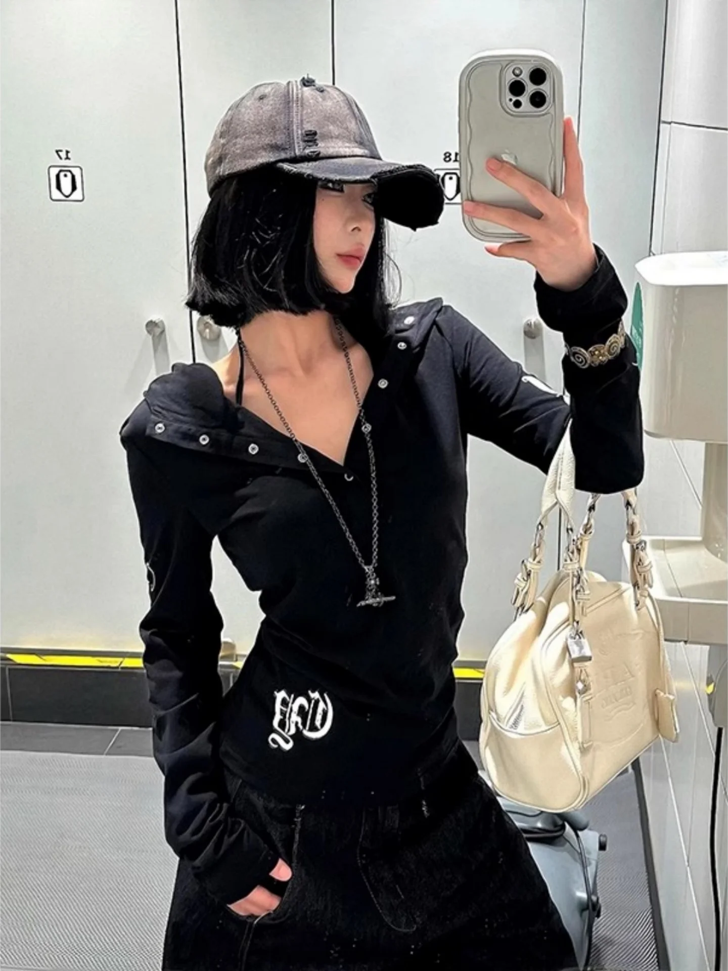 تي شيرت نسائي بغطاء للرأس من American Sle Long Sve للحماية من الأشعة فوق البنفسجية بقصة ضيقة ومتعدد الاستخدامات وطباعة كاجوال من نسيج البوليستر ملابس صيفية #4