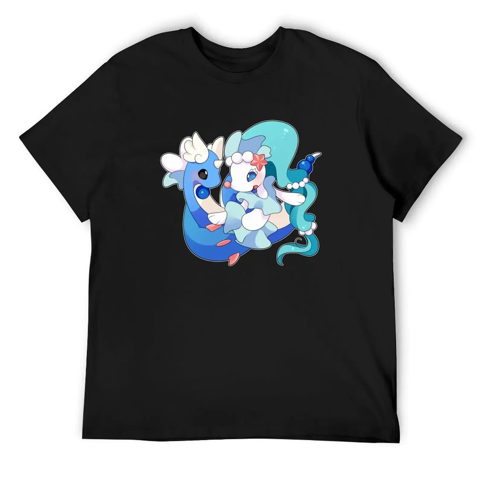 

Chibi Primarina and Dragonair T-Shirt basketball graphic tees Personalized t-shirt sublime custom shirt Men's cotton t-shirt