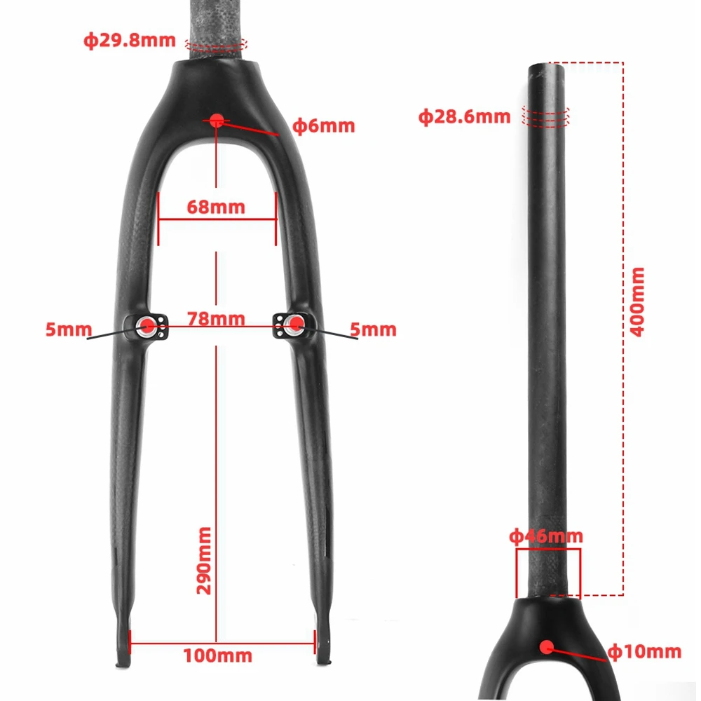 Carbon fork Cycling Folding BMX Bike Front Fork Bicycle Parts Axle Width 100mm Fit for Wheel 20 inch Disc Brake V Brake