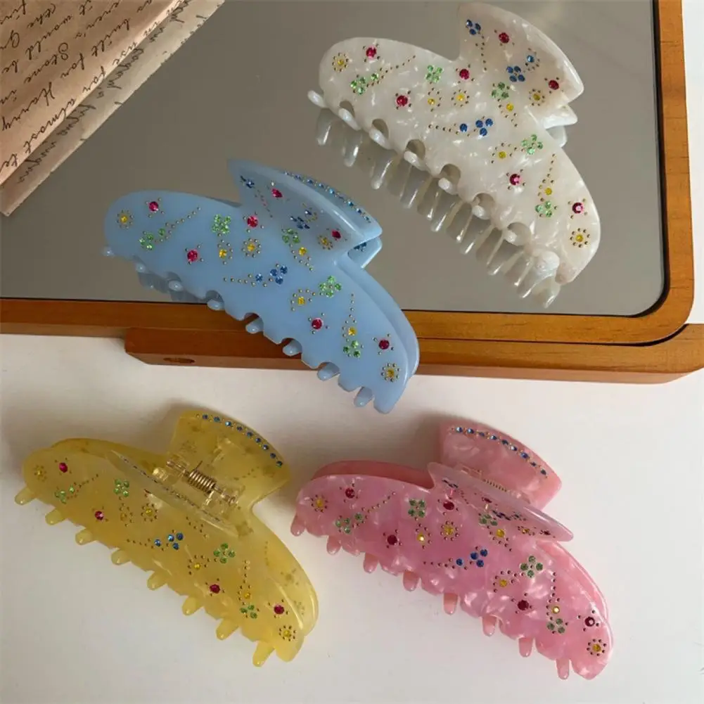 Multifunctional Premium Spring Rhinestone Flower Decor Lady Hair Claw Hair Ornament