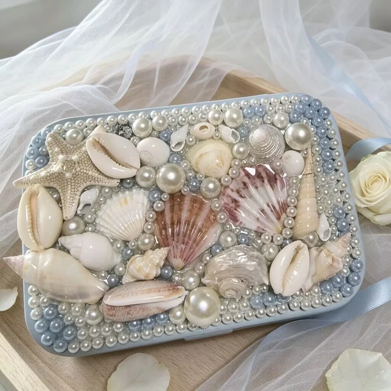FLEXFIL Leather jewelry storage box Vintage for women High quality Original Handmade Pearl shell makeup Accessories gift box