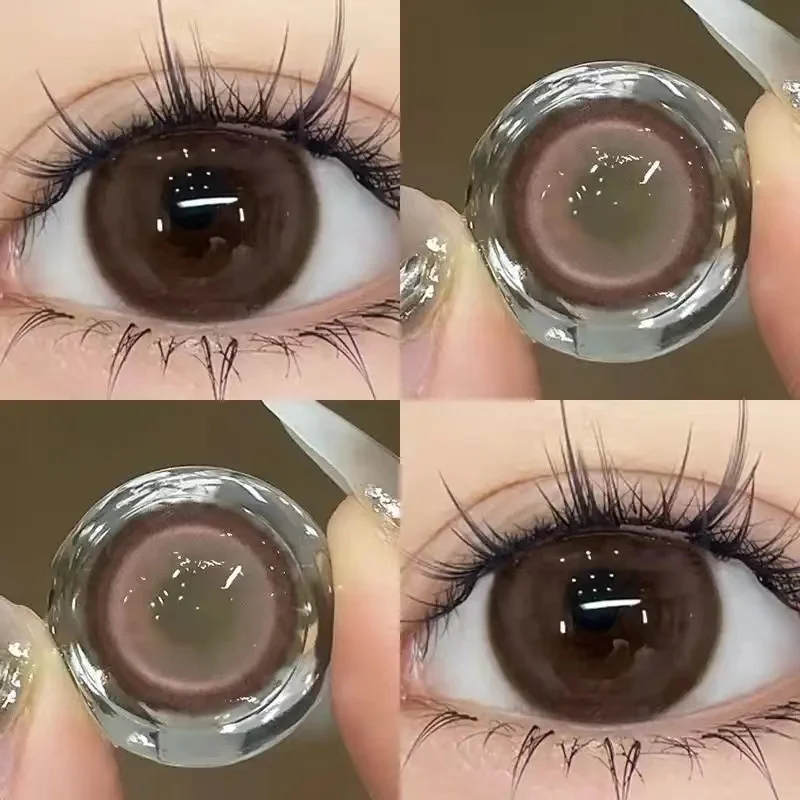 Duoxiu 2pcs Color Contact Lenses With Nature Eyes Brown Myopia Degree-0.00~ -8.00 Beauty Pupil Makeup Eye Fast Shipping