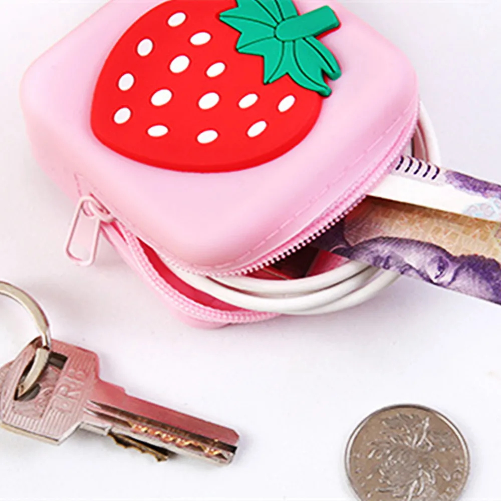 Cartoon Silicone Coin Wallet Animal Women Girls Mini Eearphone Bag Kawali Headset Purse Case Children Kids Gifts 6X6CM