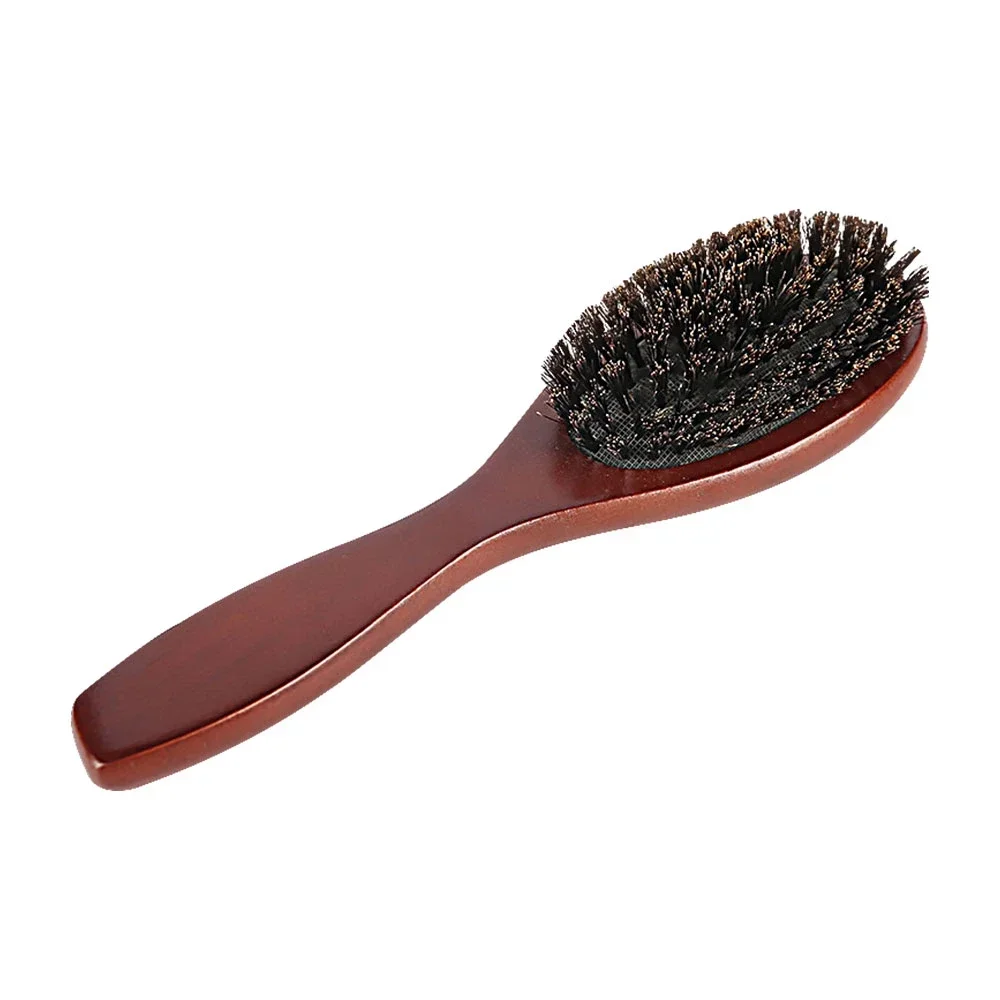 Natürlicher Wildschweinborstenkamm, antistatisch, oval, für Friseure, Haarstyling, Holz, Damen-Haarbürste – Detail 7