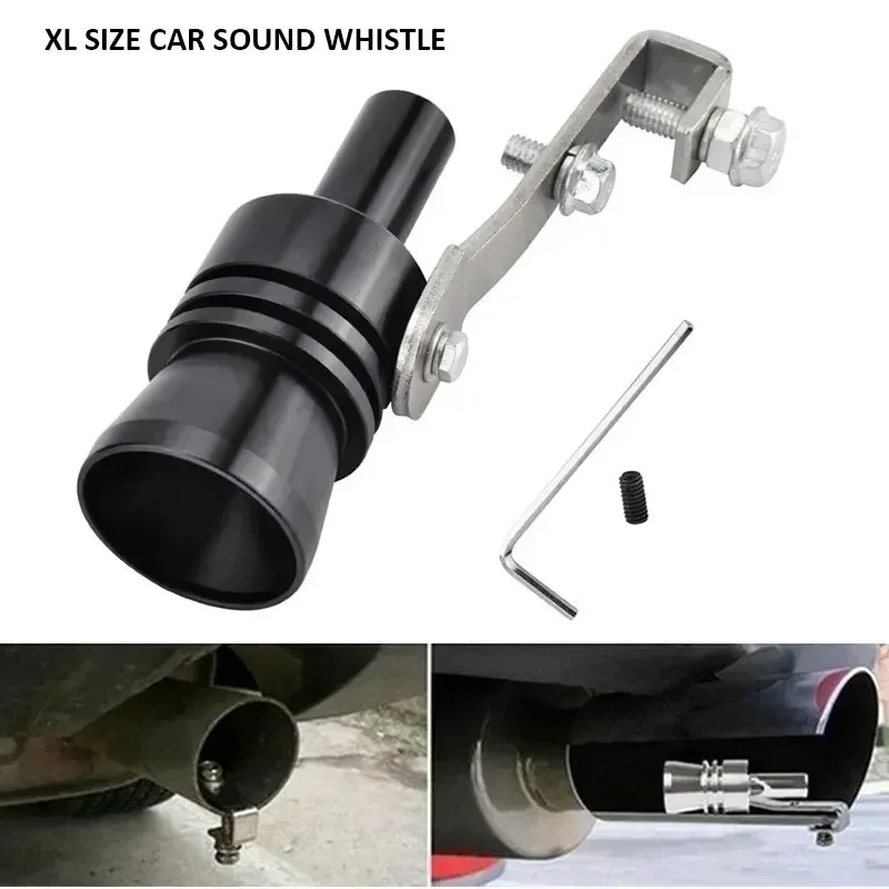 XL Size Black Turbo Sound Whistle for Vehicle Refit Device Exhaust Pipe Car Turbmuffler Universal Sound Simulator Car 