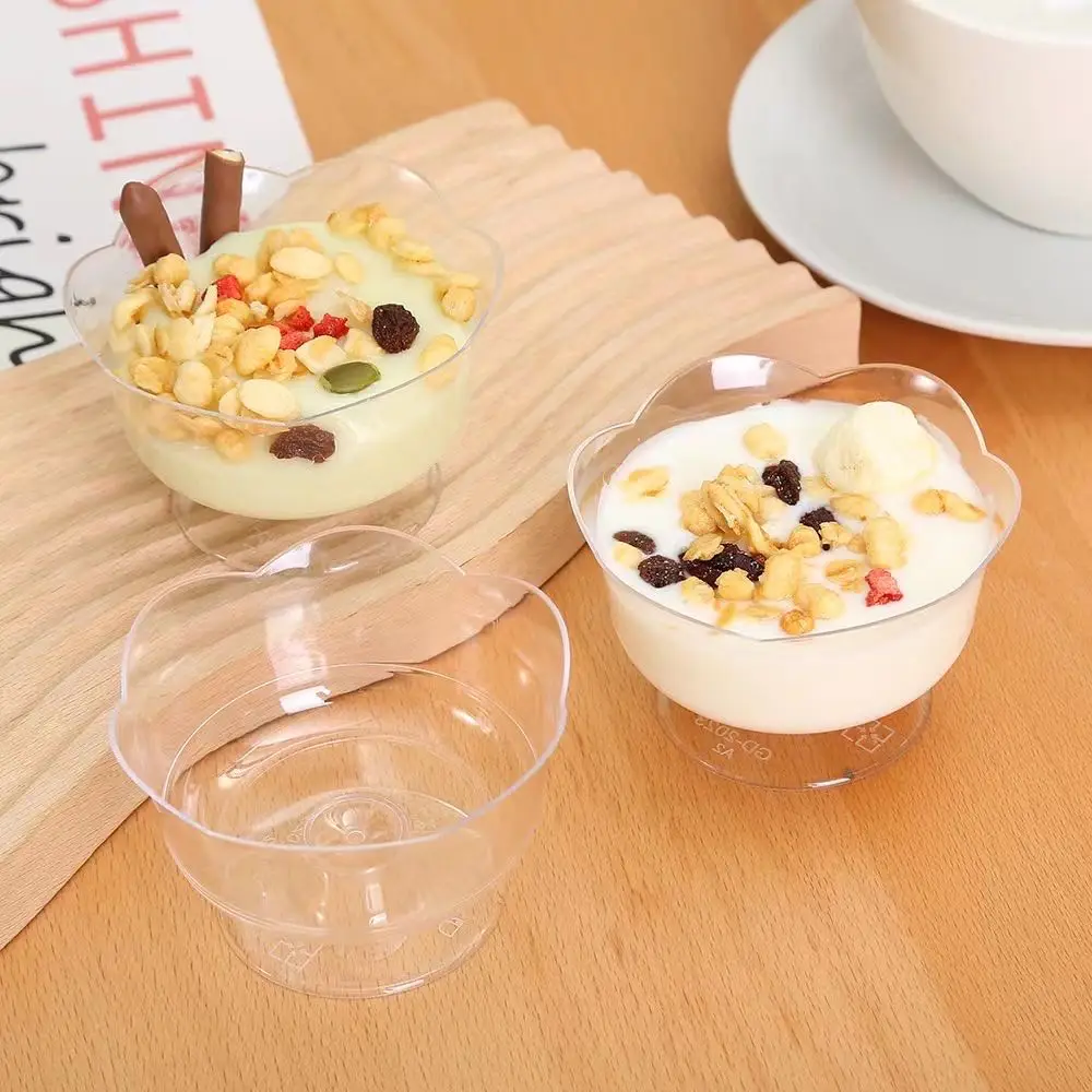 10pcs Mini Dessert Cups Heart-Shaped Plastic Ice Cream Dessert Bowls, Reusable of Dessert Cups Suitable for Cheese, Ice Cream