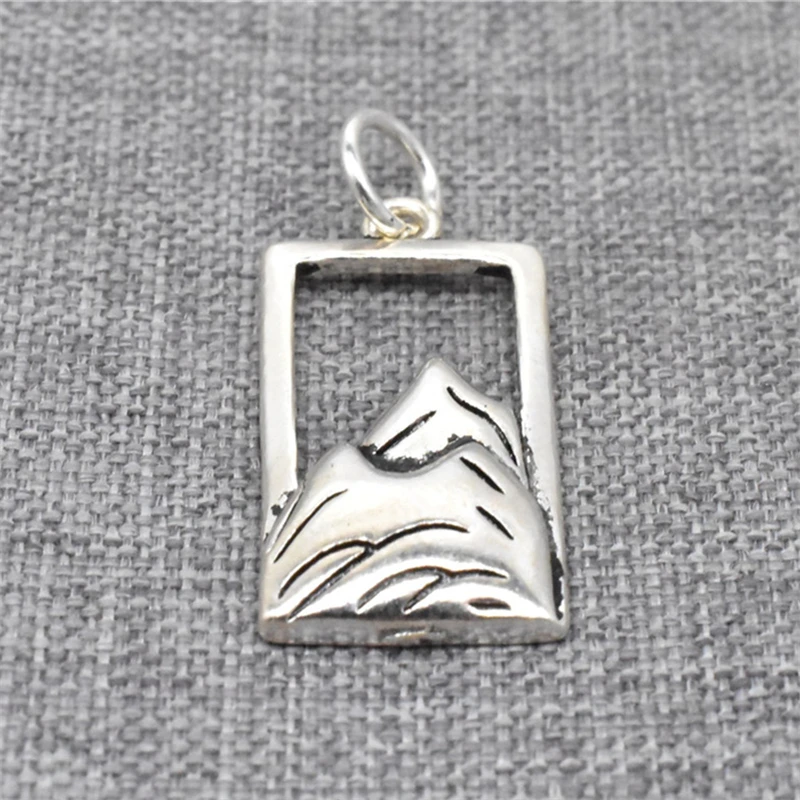 1 Piece Mountain Charm Double Sided Hill Range Pendant in 925 Sterling Silver for Necklace Making