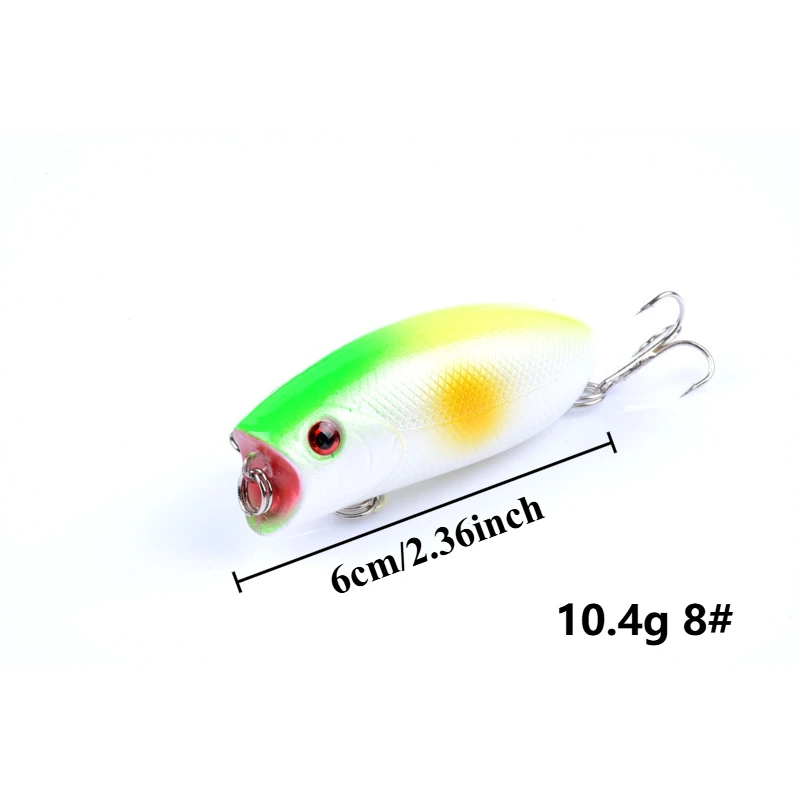 1 Stück Topwater Poppers 6CM10.4G Künstliche Hartköder zum Angeln, schwimmende Köder für Karpfen, Hecht, Crankbaits, Swimbait, Angelzubehör – Detail 2
