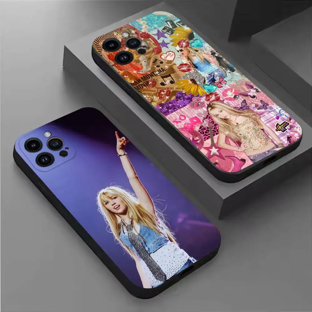 

H-Hannah M-Montana Phone Case For iPhone 16,15,14,13,12,11 Plus,Pro Max,XS,X,XR,SE,Mini,8,7,Soft Silicone Black Cover