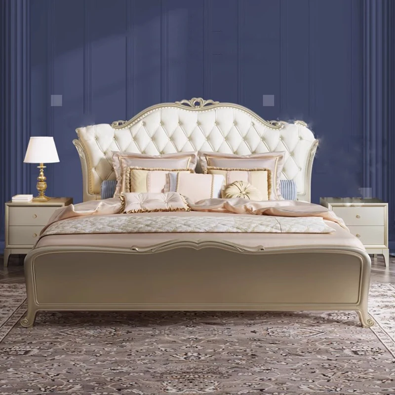 

Carved European Double Bed King High End Headboard Twin Double Bed Girl Boys Sleeping Letti Matrimoniali Furniture For Bedroom