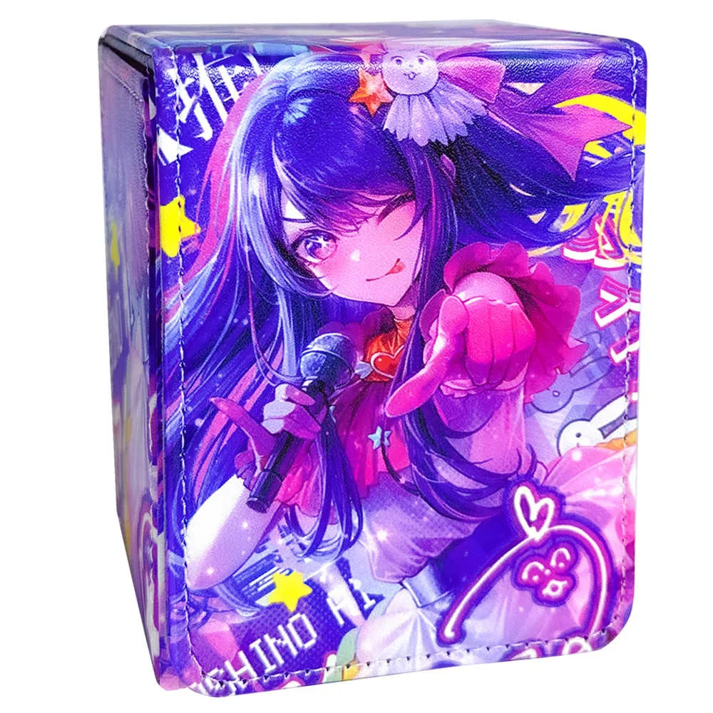 

Oshi no Ko Hoshino Ai DIY кожаная коробка для карт большой емкости PTCG WS Коробка для хранения карт аниме и игр 8,5*8,5,5 см