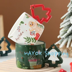 Christmas Mug Hand-painted Gingerbread Man Ceramic Mugs Coffee Cup Breakfast Milk Cups Christmas Decoration Gift 400ml Drink Cup