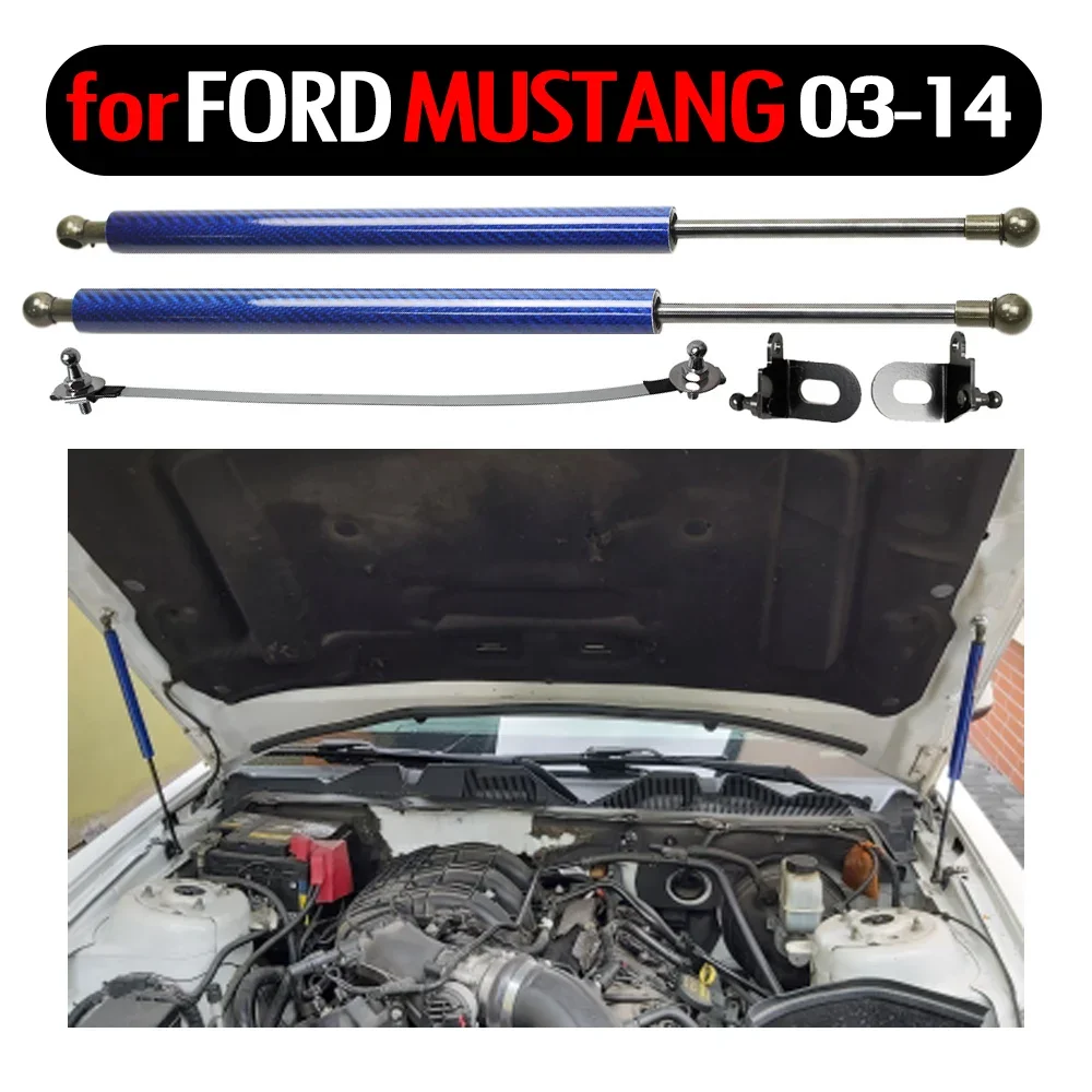 Gas Struts Lift Support for Ford Mustang 2010-2014 Absorber Auto Front Bonnet Hood Modify Shock Damper Carbon Fiber