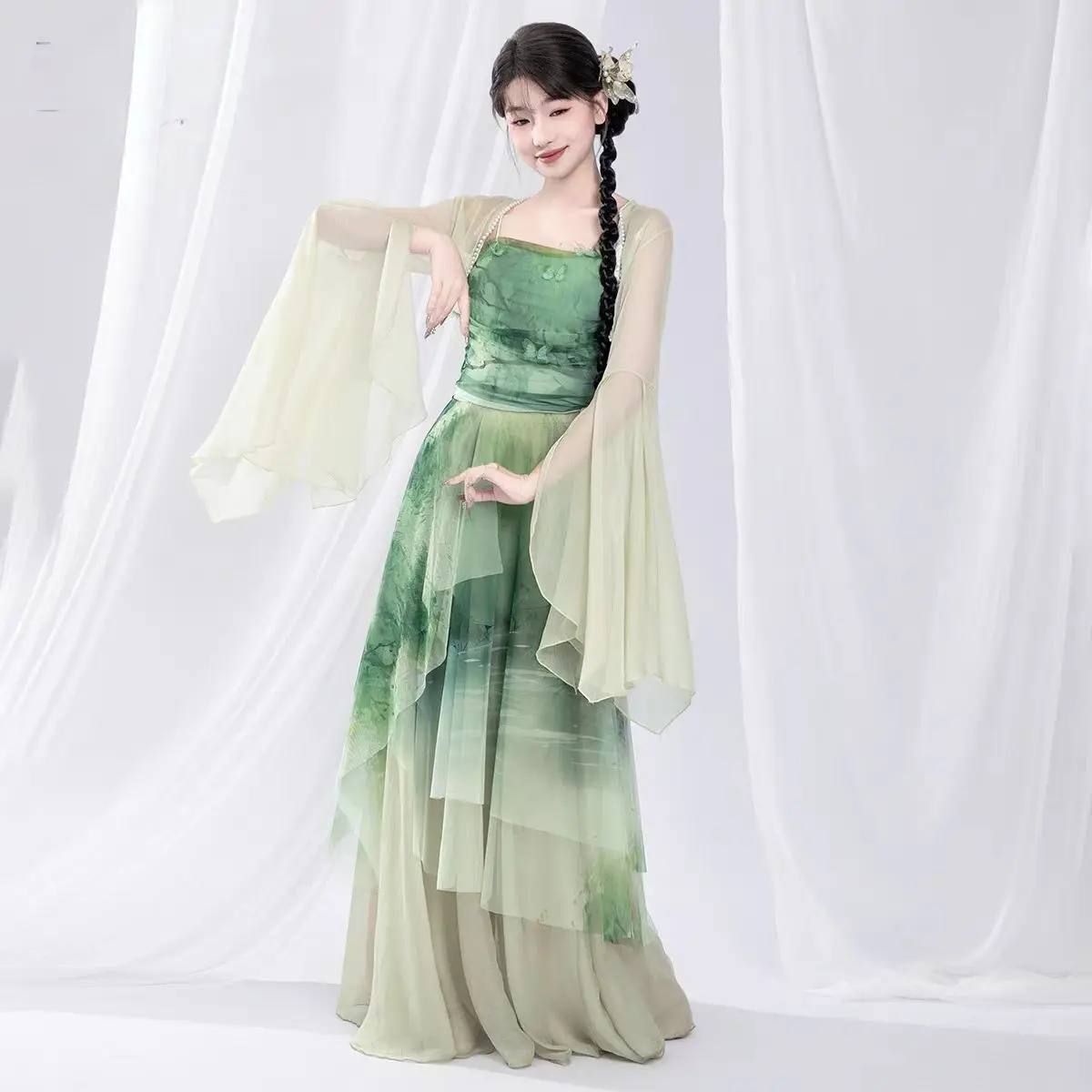 

Classical Dance Costume New Chinese Style Camisole Modern Dance Chinese Style Practice Outfit Printed Gradient National Style