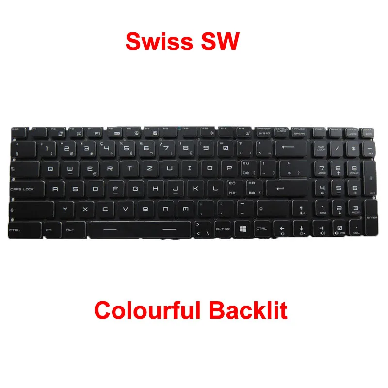 Imagem -06 - Teclado Retroiluminado para Laptop Msi Bravo 17-a4ddk Ms17fk Grécia Japonês Bélgica Canadá Hebraico Suíço sw Polônia sem Moldura