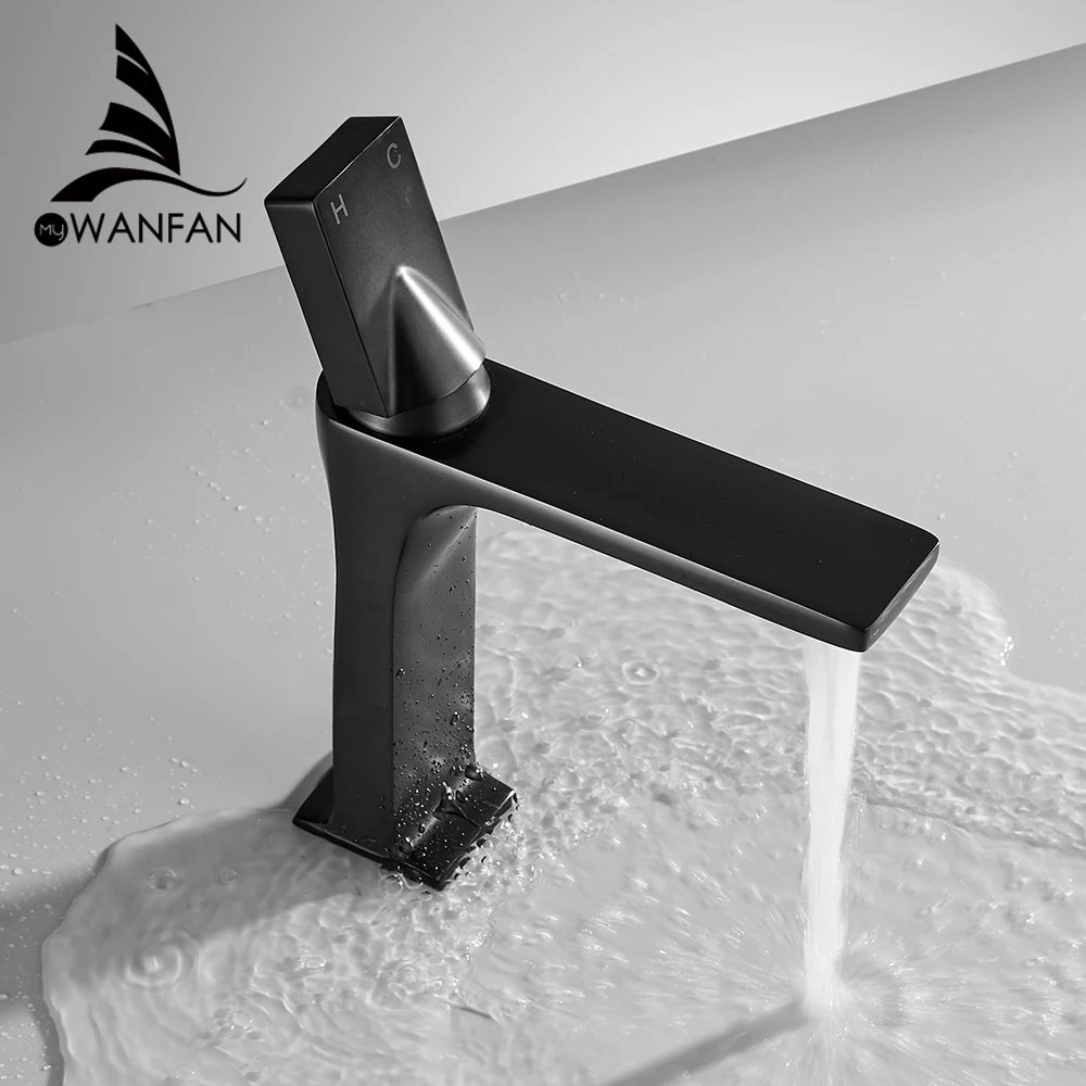 Basin Faucets Elegant Bathroom Faucet Hot and Cold Water Basin Mixer Tap Black Finish Brass Toilet Sink Water Crane Gold 855002