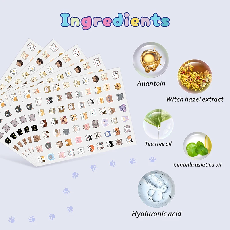 700pcs Cartoon Themed Cat Dog Shapes Acne Patches Gentle Non Irritating Waterproof Breathable For Daily Facial Use Pimple Sticke
