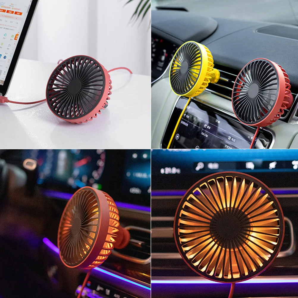 

Car Mini Fan USB Air Conditioning Portable 360 Degree Rotation Night Light for Truck and Indoor Cooling Black Car Fan