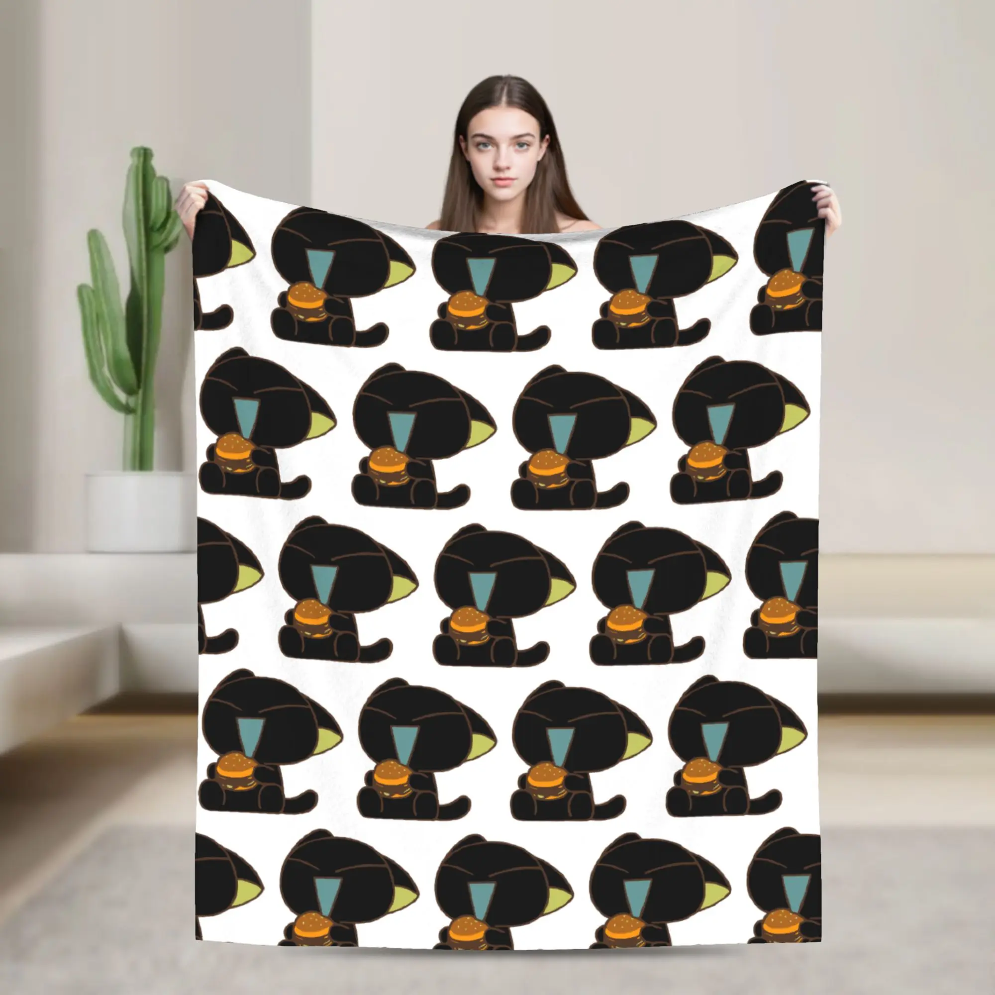 HAMBURGER Hei LuoXiaoheis Blanket Fleece Winter Black Cat  Multifunction Lightweight Throw Blanket for Bedding Couch Quilt