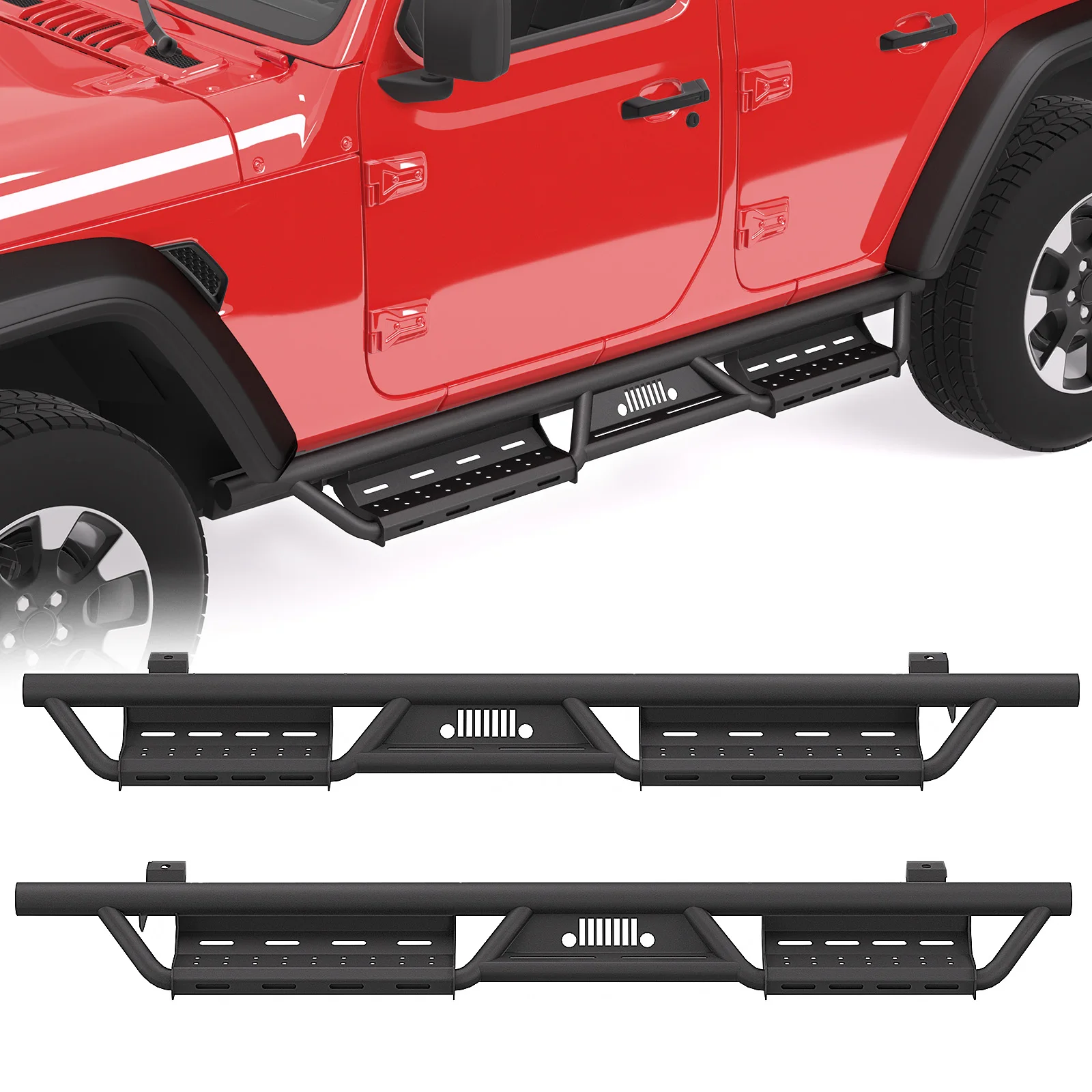 Armor Running Boards for 2018-2024 Jeep Wrangler JL 4 Door Nerf Bar Side Steps