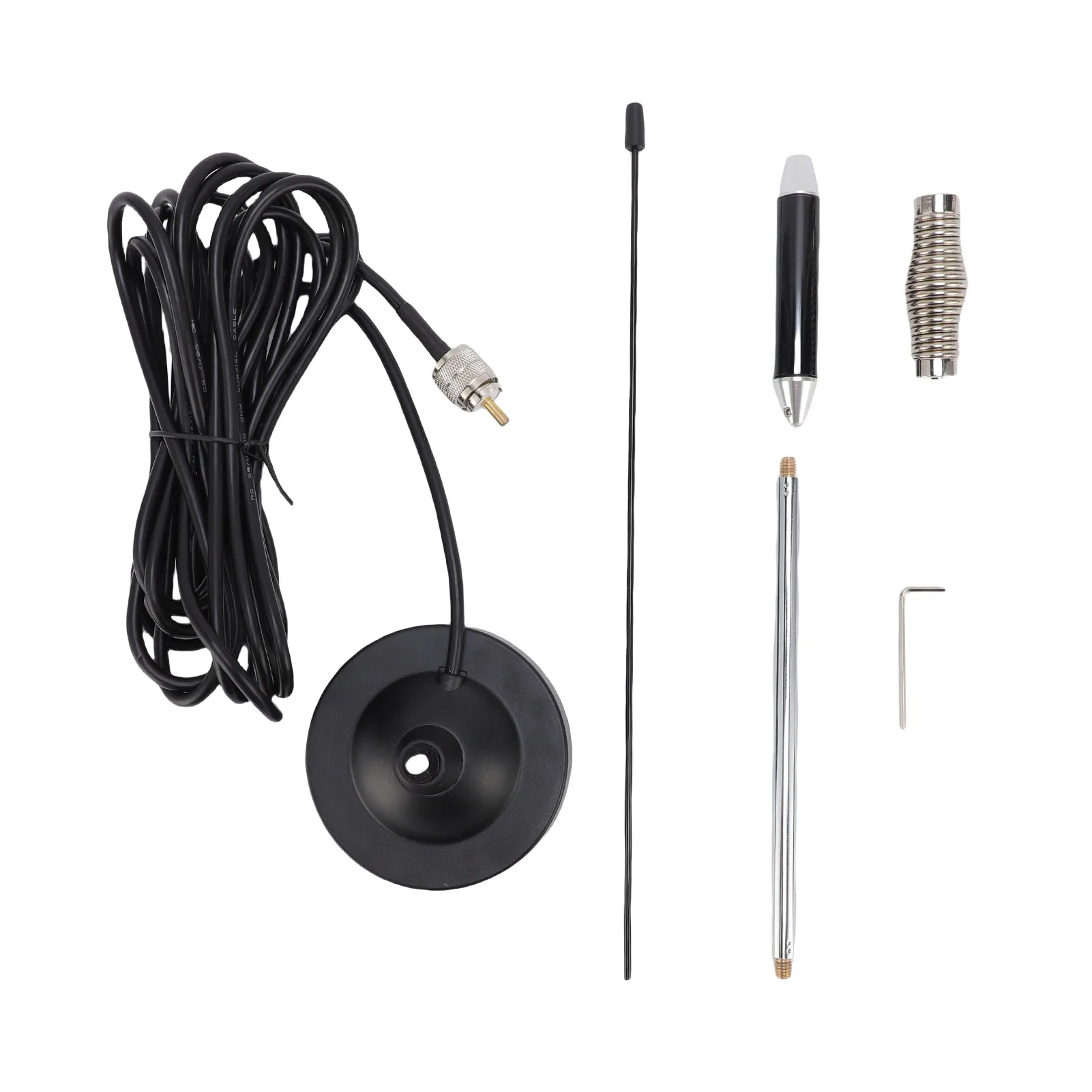 CB Antenna Kit 26-28MHz 26.37in CB Antenna Kit with Heavy Duty Magnetic Mount and Spring for Cars Trucks Mobile Base Stations