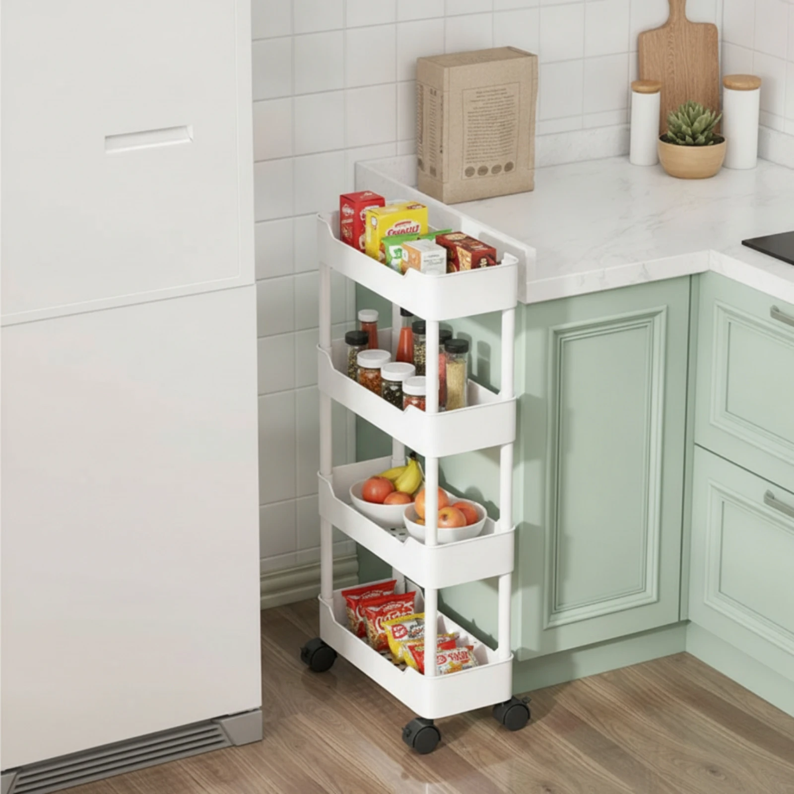 Narrow Storage Rack Freestanding Narrow Storage Rack Shelving Unit Space-Saving Compact for Kitchen, Bathroom