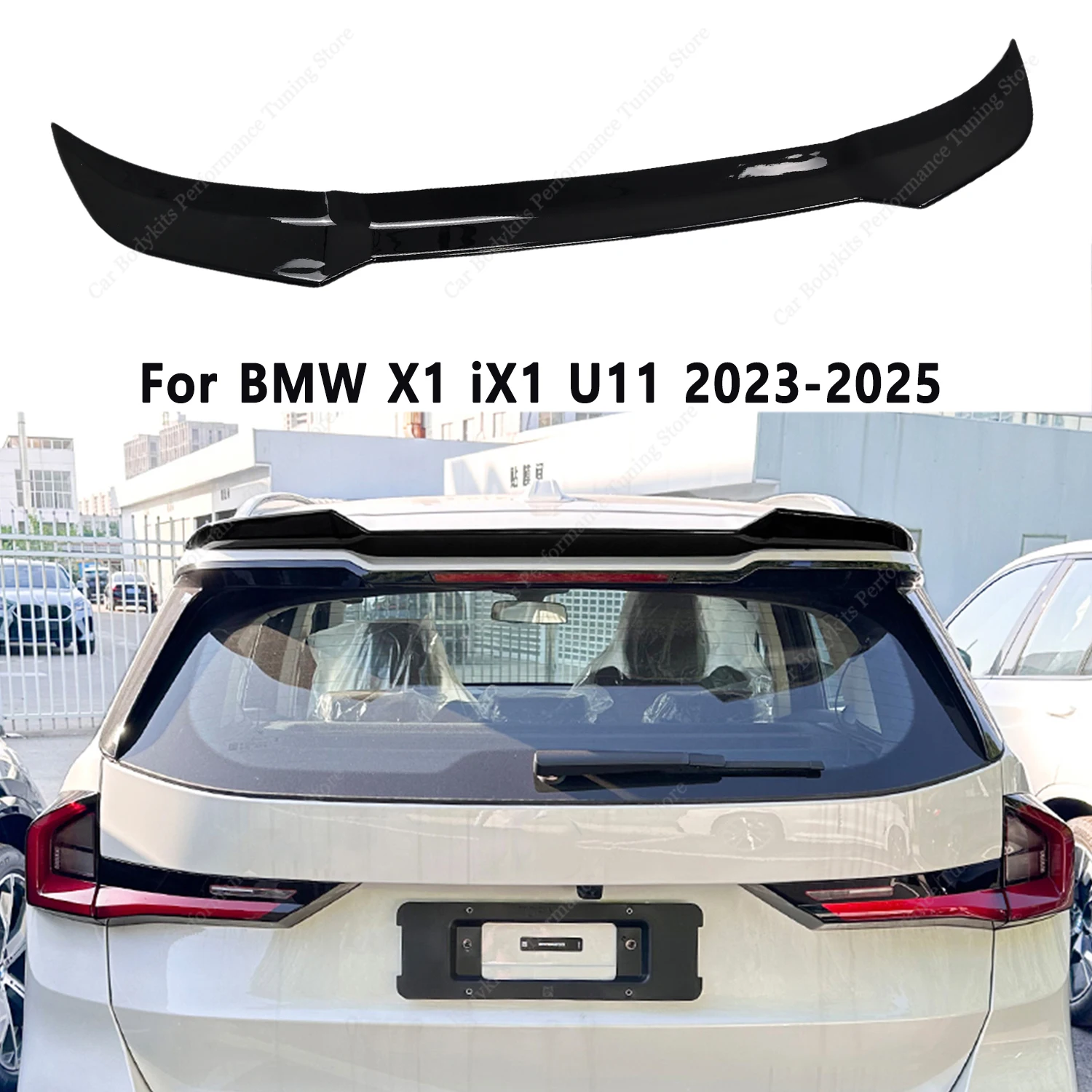 Gloss Black ABS Max Style Rear Spoiler For BMW X1 ix1 U11 20i 20d 23i 23d 25e 30i 30d 30e 2023-2025 Rear Roof Spoiler Caps