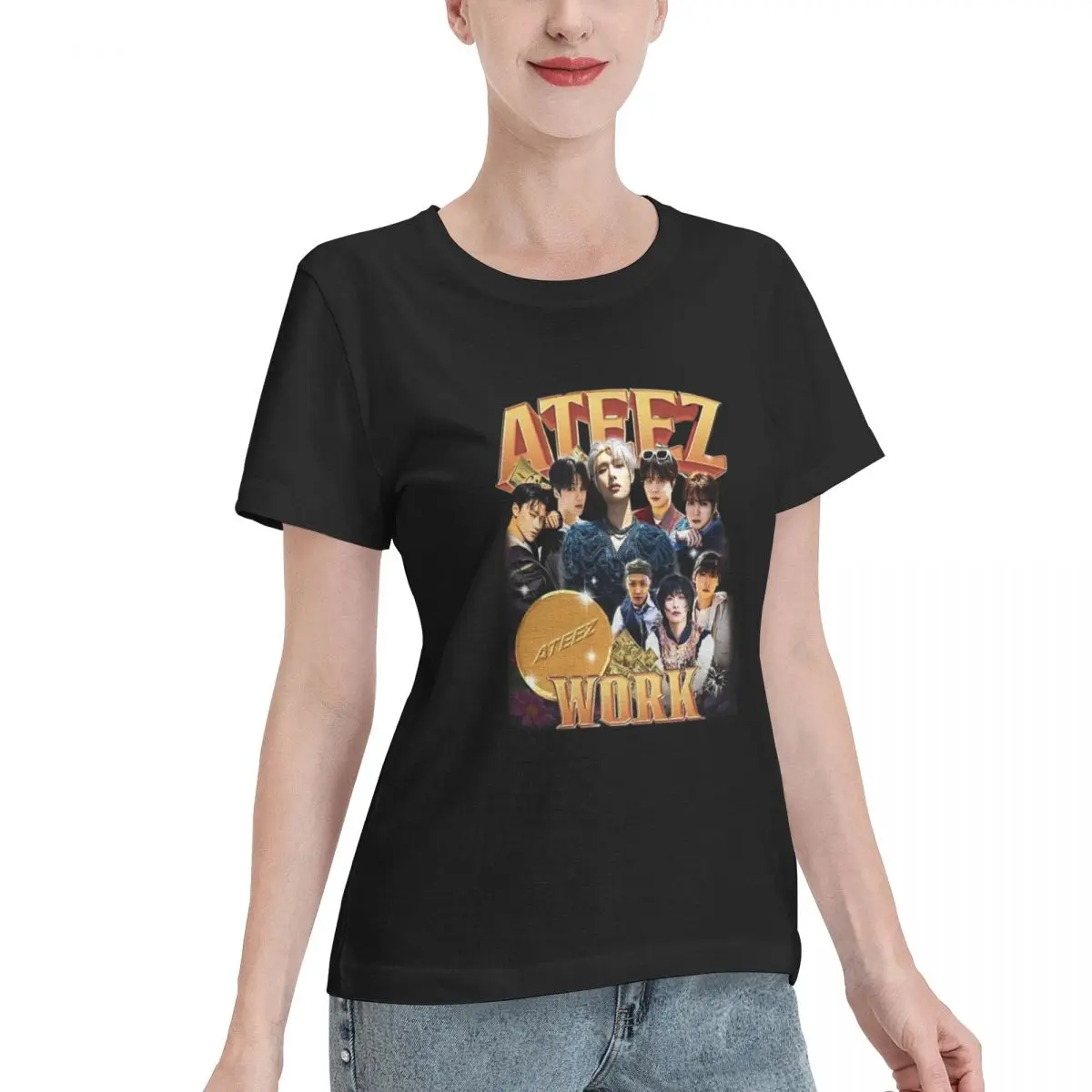 Ateez Luxury T Shirts for Women's Summer Print Shirt Cotton High Quality Clothing Streetwear