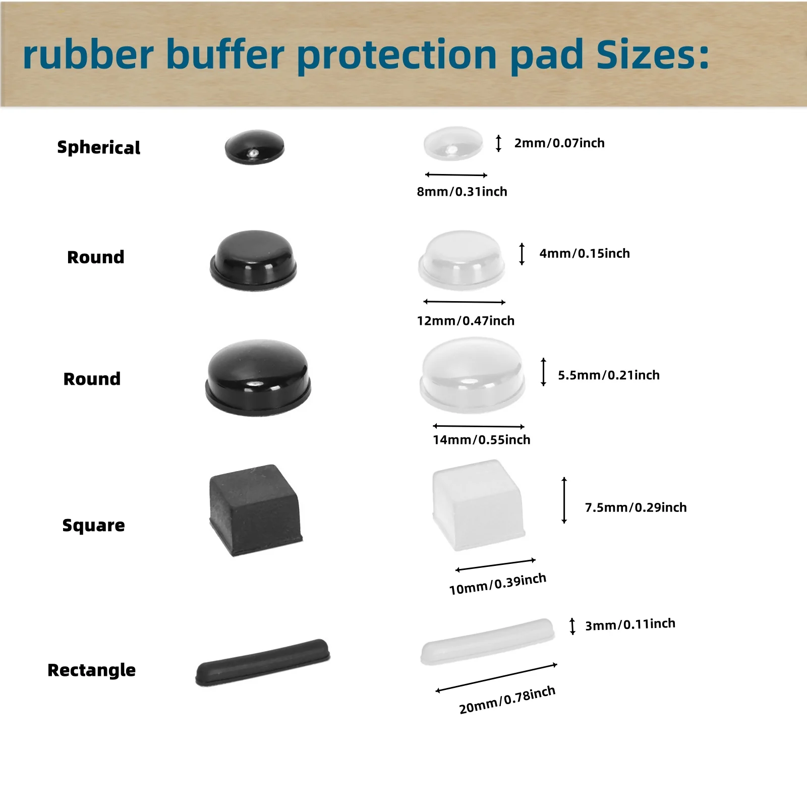 Combo of 96PCS Clear and Black Rubber Feet(Round, Square, Spherical,Rectangle)Self-Adhesive Bumper Pad for cabinets, laptop feet