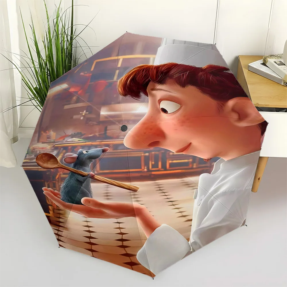 

Автоматический складной зонт Disney Ratatouille Remy Linguini с принтом кухонной ложки, ветрозащитный, водонепроницаемый, дорожный зонт для детей A
