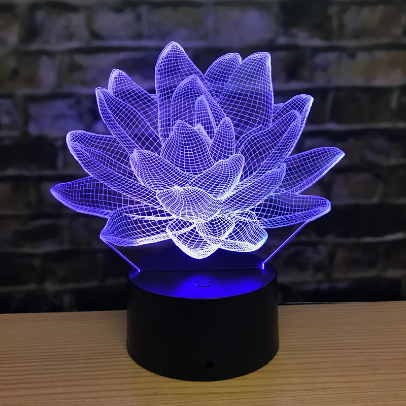 Acrylic Lotus LED Night Light 7  Colors Changing USB 3D Table Lamp Bedroom Remote Nightlight Child Birthday Gift Room Decor Home