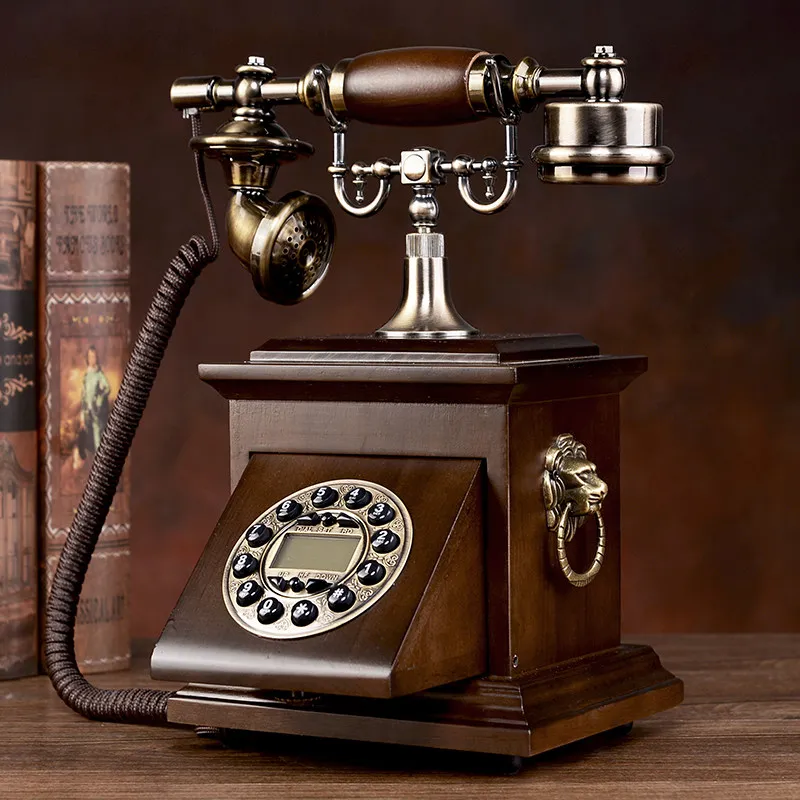 

Retro Solid Wood Desk Phone with Antique Craftsmanship, Office Decor for Vintage Enthusiasts，Vintage Style Rotary Dial Telephone