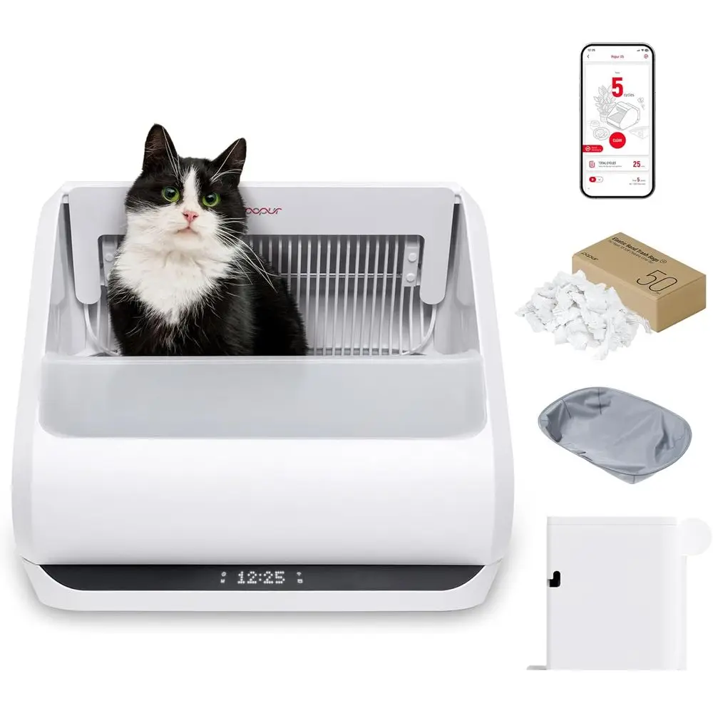 

X5 Cat Robot Kitty Litter Box Automatic Sel Cleaning or Multiple Large Cats - Core Bundle Best Value Includes Smart Siting Litte