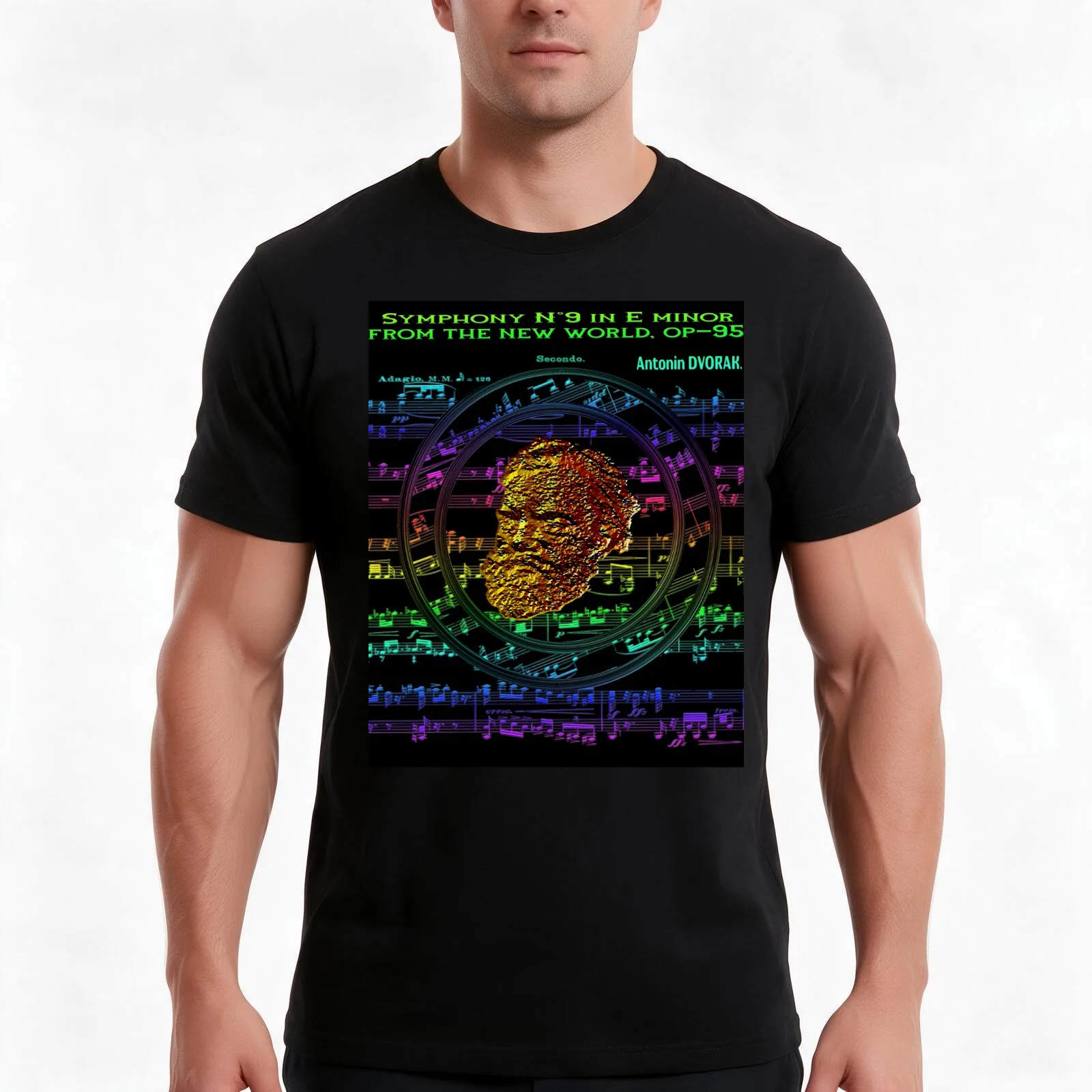SYMPHONY N°9 IN E MINOR FROM THE NEW WORLD SYMPHONY BY ANTONIN DVORAK - ABSTRACT PORTRAIT MUSICIAN COMPOSER SYMPHONY CON T-Shirt