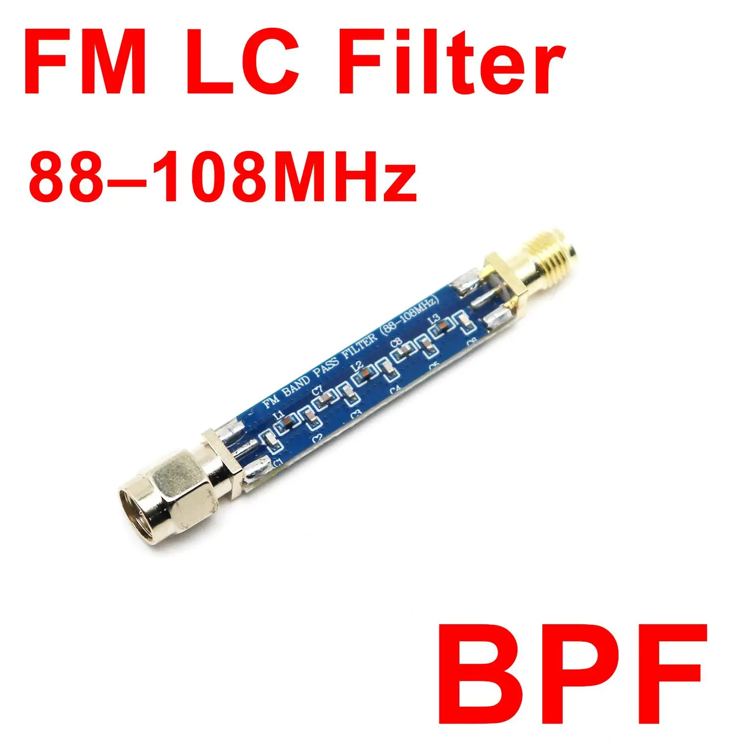 88-108MHz FM Bandpass Filter SMA BPF LC RF Front-End Filter For FM Transmitters, Receivers &HAM Radio Amplifier Broadcast System