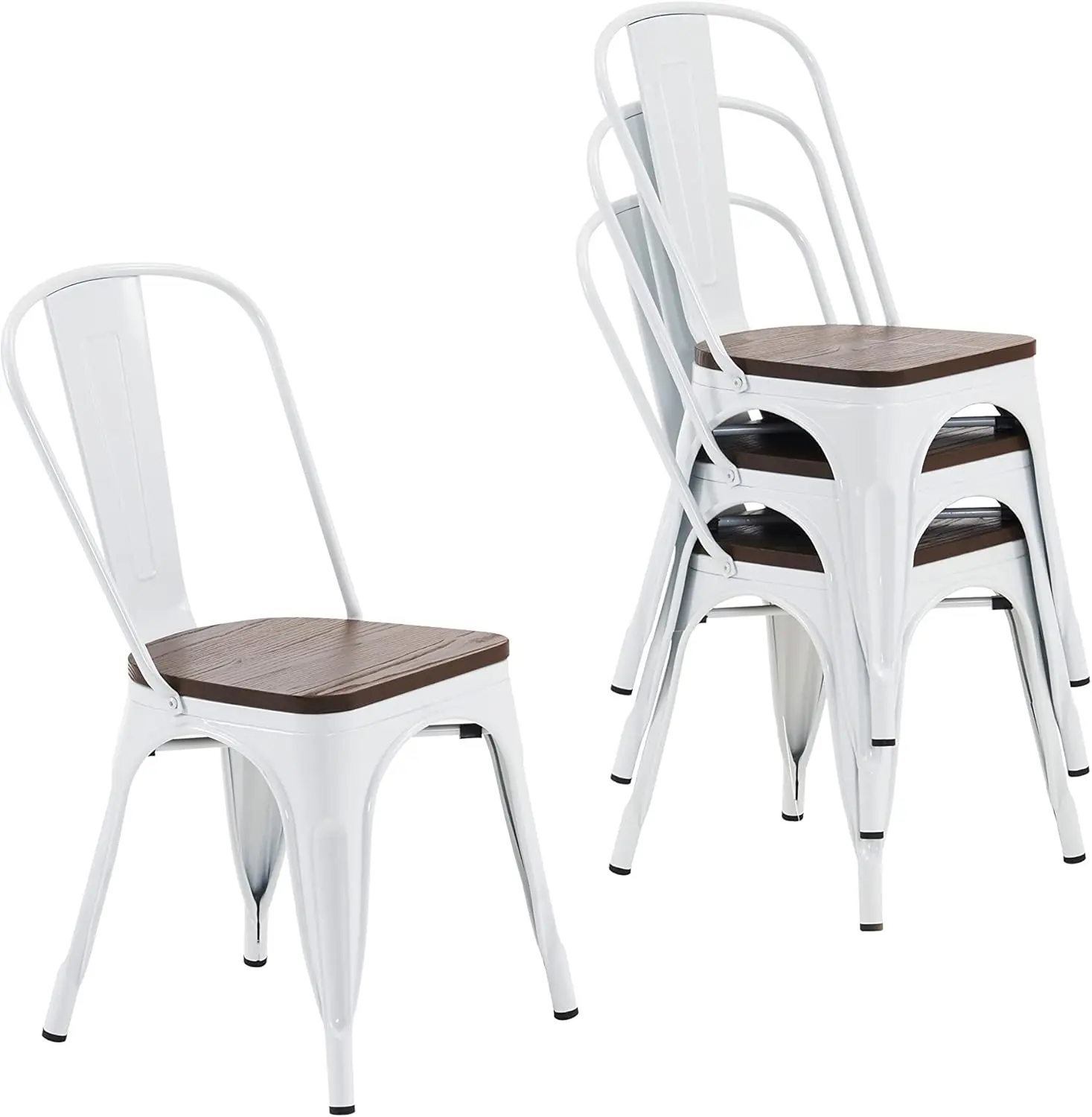 Metal Dining Chair Farmhouse Tolix Style for Kitchen Dining Room Café Restaurant Bistro Patio, 18 Inch, Stackable, Water