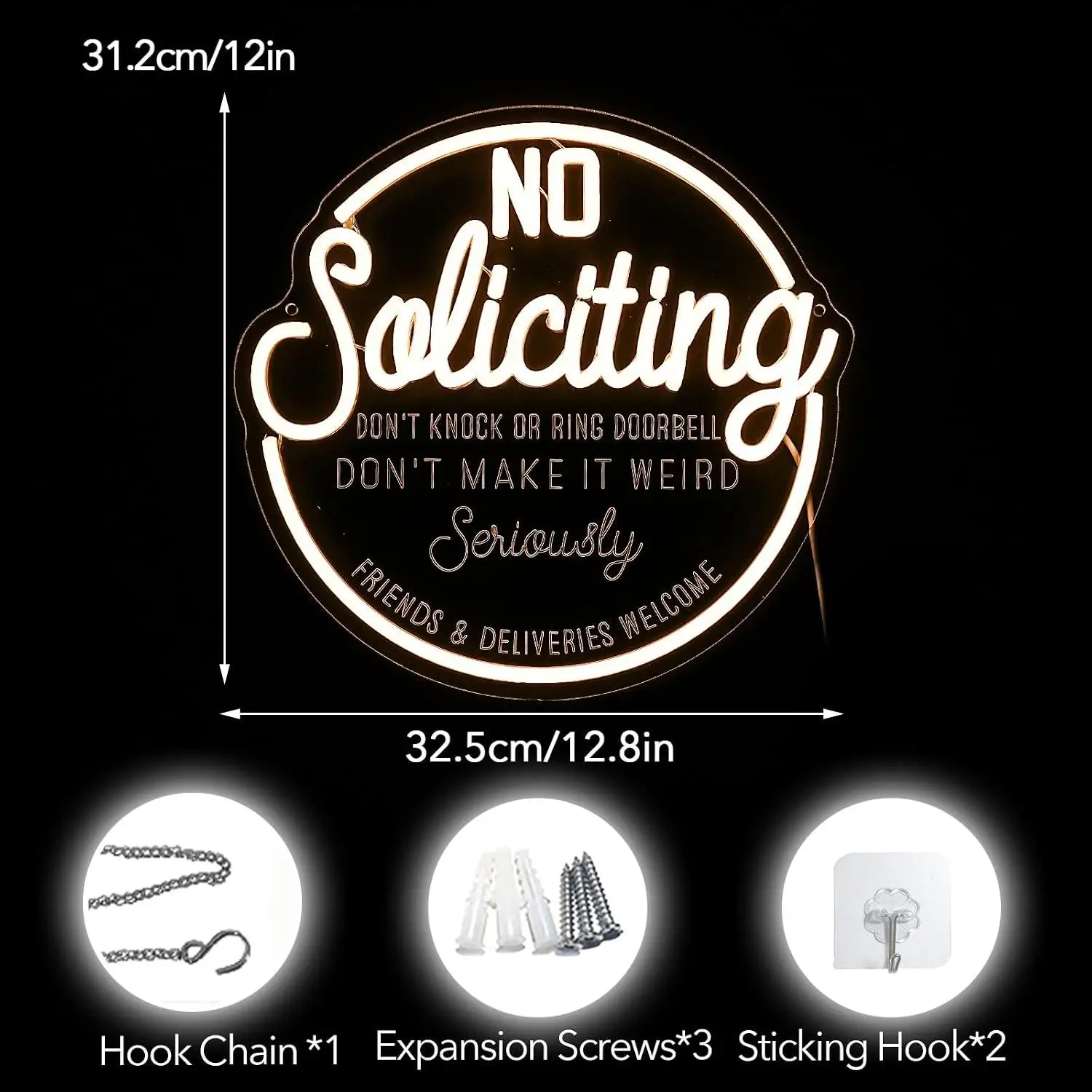 No Soliciting Neon Sign USB Dimmable LED Lights For Shop Salon Spa Office Cafe Barbershop Reception Front Window Wall Decoration