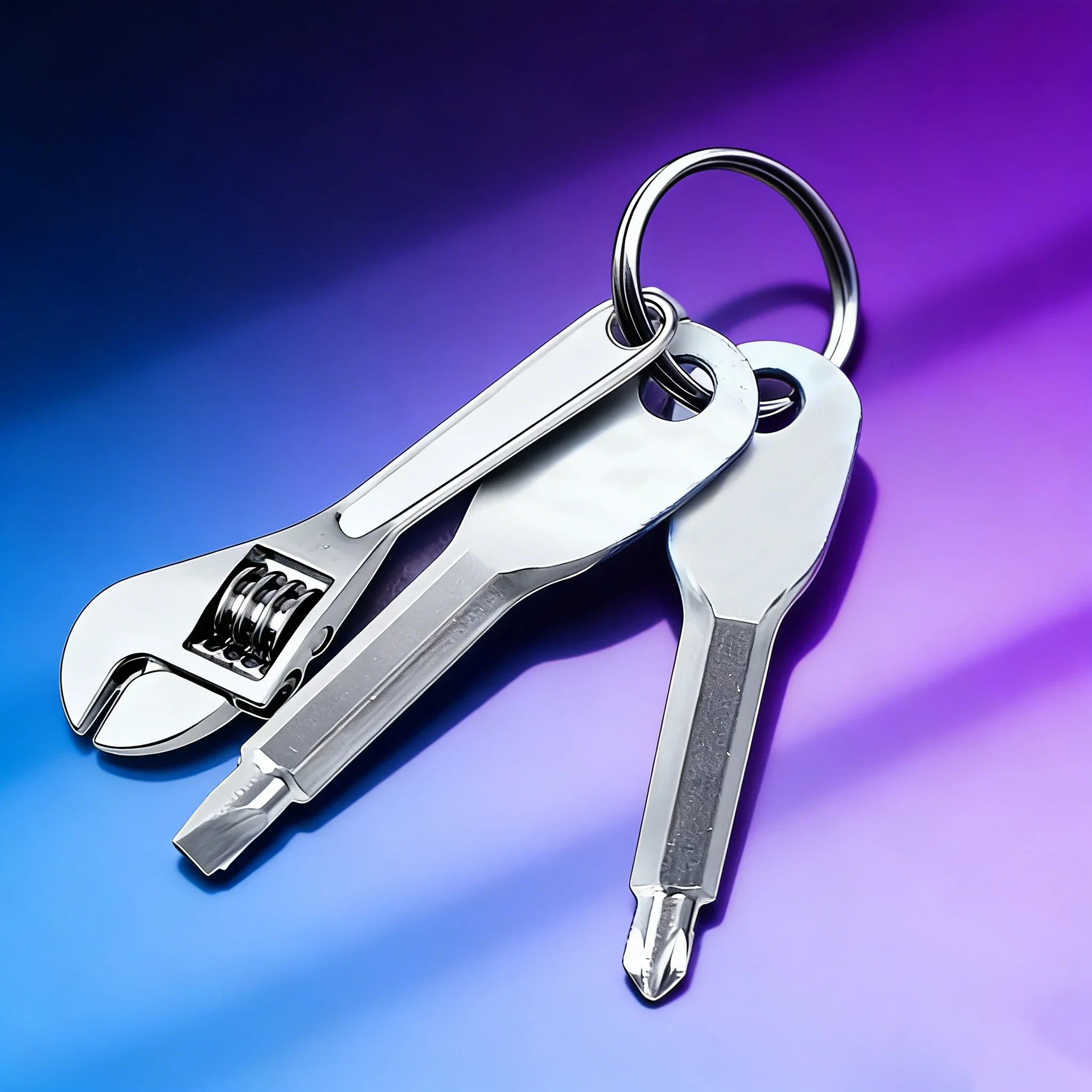 

Keychain Multi-Tool Screwdriver - Portable EDC Kit with Adjustable Wrench, Flat/Phillips Head